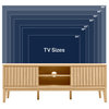 3-Storage Sliding Door TV Stand Fits TVs up to 65 in. with Cable Management, Oak