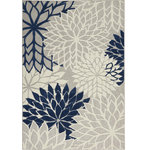 Nourison - Nourison Aloha ALH05 Ivory/Navy 6' x 9' Area Rug - In shades of navy,�ivory,�taupe and sand, this Nourison outdoor rug brings extra life and excitement to patio and poolside. High-low textures combine plush patterns with an intricately woven base for exceptional look and feel that will stand up under any conditions. Created from premium stain-resistant fibers for long wear, low maintenance, and a splendid texture.