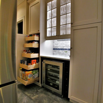 Blue Base Cabinets with White Upper Cabinets in Houston