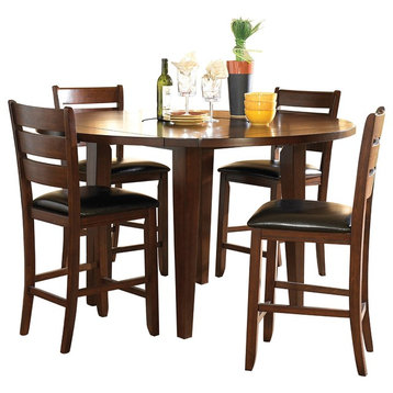 7-Piece Abrell Arts and Crafts Dining Set Counter Height Table, 6 Chair Brown