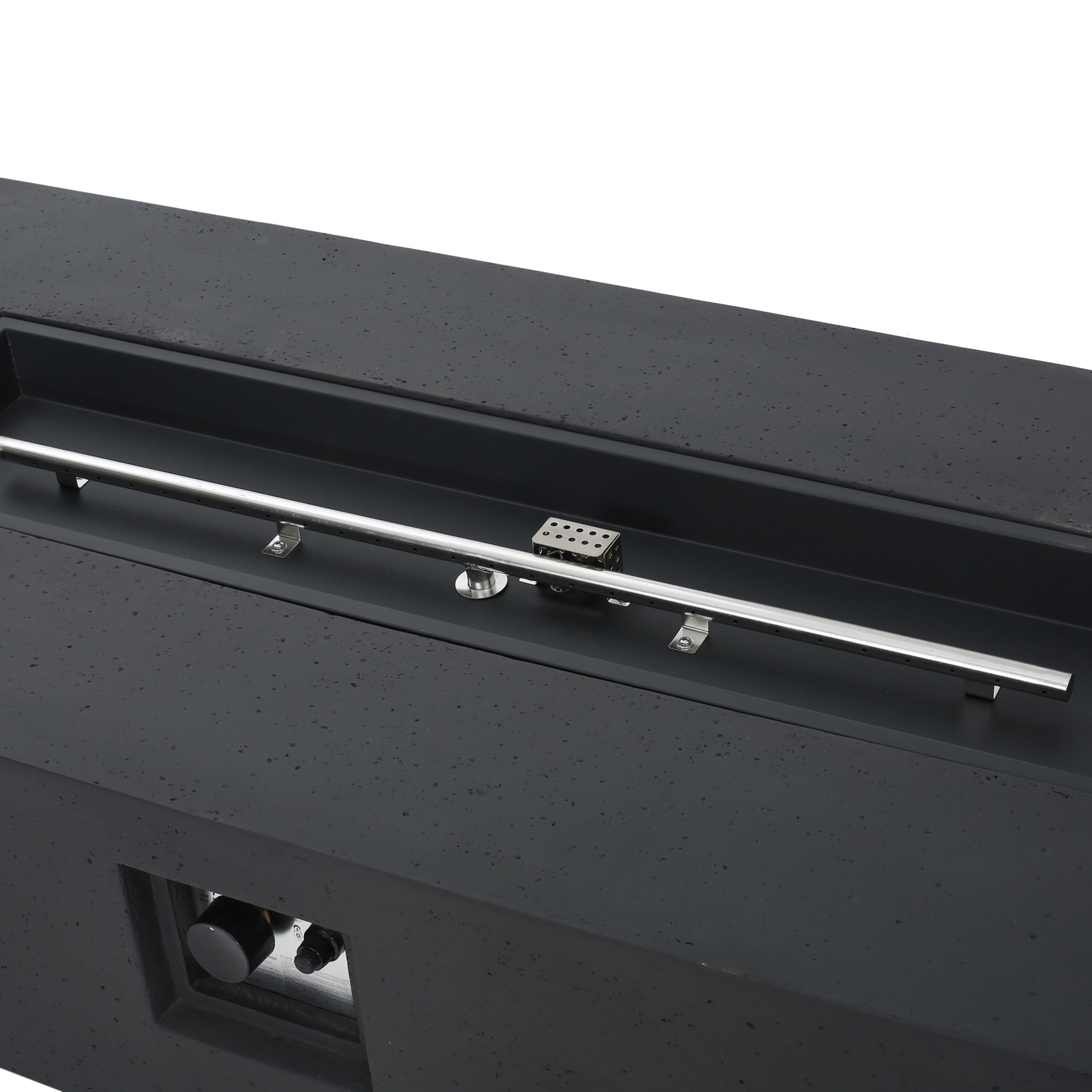 GDF Studio Jaxon Outdoor 50,000 BTU Rectangular Fire Table with Tank Holder, Dark Gray
