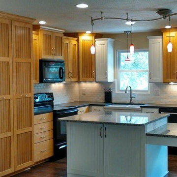 maple and white V groove kitchen