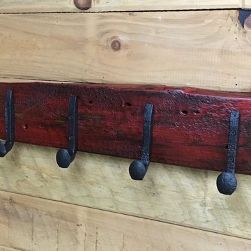 Reclaimed Wood Coat Racks with Railroad Spike Hooks