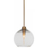 Malena 1-Light Stem Hung Pendant, New Age Brass/Clear Ribbed