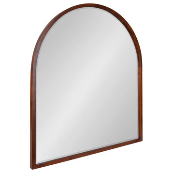 McLean Arch Wood Framed Wall Mirror, Walnut Brown 32x36