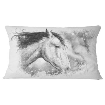 Horse Tattoo Art Animal Throw Pillow, 12"x20"