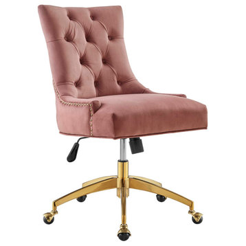 Modway Regent Tufted Velvet Office Chair, Gold Dusty Rose EEI-4571-GLD-DUS