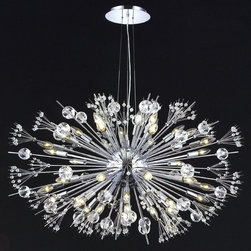 Cyclone 44 Light Foyer Crystal Chandelier in Chrome with Elegant Cut Clear Cryst - Chandeliers