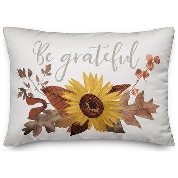 Be Grateful Fall Floral 14x20 Spun Poly Pillow