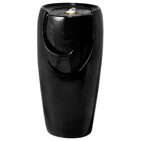 Oversized Black Outdoor Ceramic Pot Fountain