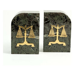 Bookends with Antique Gold Plated Legal Emblem - Bookends