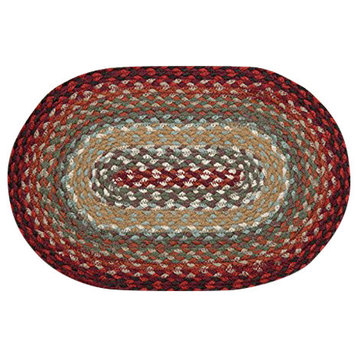 Thistle Green and Country Red Sample Rug 10"x15" Oval
