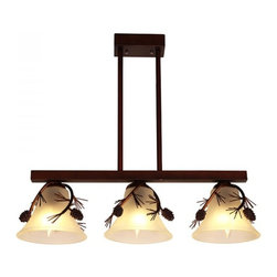 Three Glass Shades Iron Island Light - Lighting