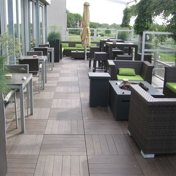 porcelain deck tile patio dining area