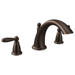 Moen - Moen Brantford Oil Rubbed Bronze Two-Handle Roman Tub Faucet T933ORB - With intricate architectural features that transcend time, Brantford faucets and accessories give any bath a polished, traditional look. Classic lever handles, a tapered spout and globe finial give this collection universal appeal.