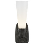 Visual Comfort - Utopia Bathroom Wall Sconce, 1-Light, Aged Iron, White Glass, 14"H - This beautiful wall sconce will magnify your home with a perfect mix of fixture and function. This fixture adds a clean, refined look to your outdoor space. Elegant lines, sleek and high-quality contemporary finishes.Visual Comfort has been the premier resource for signature designer lighting. For over 30 years, Visual Comfort has produced lighting with some of the most influential names in design using natural materials of exceptional quality and distinctive, hand-applied, living finishes.
