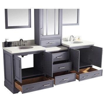 Stafford 85" Double Sink Vanity Set, Gray