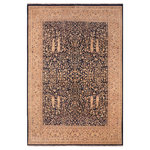 Bareens Designer Rugs - Antique Vegetable Dyed Mirella Blue/Tan Wool Rug - 8'3'' x 10'2'' - Designed with mesmerizing intricacy and gorgeous color palette, this hand-knotted masterpiece demonstrates the beauty and electrifying thrill of Pak Persian art. These meticulously hand-knotted Pak-Persian rug is made with pure wool and features breathtaking traditional, transitional, and tribal designs in bold luxurious color pallets. Known for their intricate designs these rugs are a reproduction of Persian rugs, made in Pakistan with unique Mughal designs. Made by master weavers using the same Persian texture, design and dying technique, we wanted to produce the most significant manifestation of Persian art, life, and culture. This rug is most famous for its exceptional quality, incredible designs, patterns, and vibrant rich color. Pak-Persian rugs made with Persian weave with high knot counts, which enables the high intricacy and detail found in the patterns are also referred to as "State of art", each color adds a rich beautiful detail in the artwork of this rug. The design, color, and beautiful chromatic composition with a vibrant sheen with intricate designs, exude beauty, elegance, and quality make this rug a masterpiece of its own.