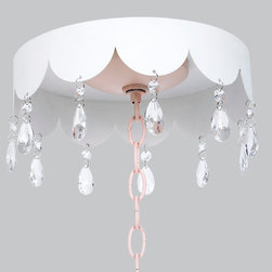 Ceiling Medallion - Scalloped with Crystals - White - Ceiling Medallions