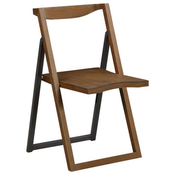 Boraam Sydney Folding Chair, Set of 2, Chestnut Wire-Brush