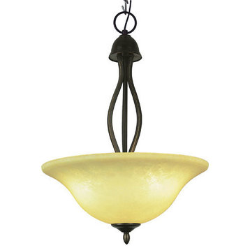 Glasswood 3-Light Pendant, Rubbed Oil Bronze With Tea Stain