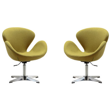 Manhattan Comfort Raspberry Wool Blend Adjustable Swivel Chair, Green, Set of 2