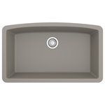 Karran USA - Karran Undermount Quartz Composite 32" Single Bowl Kitchen Sink, Concrete - Karran QU-712 sweeping curved rear bowl wall gives this enormous single bowl design a stylish flair. Its quartz composite material gives it outstanding durability and will provide years of trouble-free use. This 33-inch quartz single bowl easy to install undermount design is available in a selection of 6 rich color choices to compliment any decor. Let this single bowl quartz kitchen sink help you in the day to day kitchen tasks.