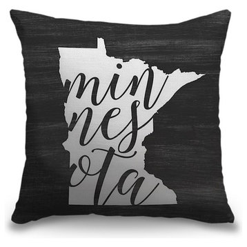 "Home State Typography - Minnesota" Outdoor Pillow 18"x18"