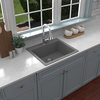 Karran QT-820 Top Mount 25" Single Bowl Quartz Kitchen Sink Kit, Grey