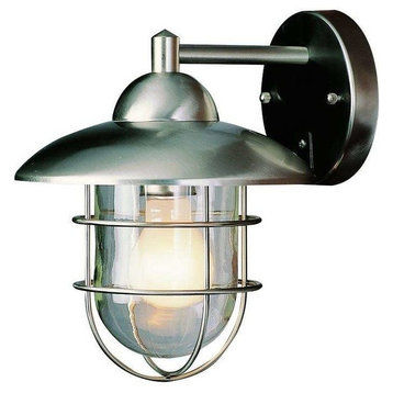 One Light Clear Glass Stainless Steel Wall Lantern