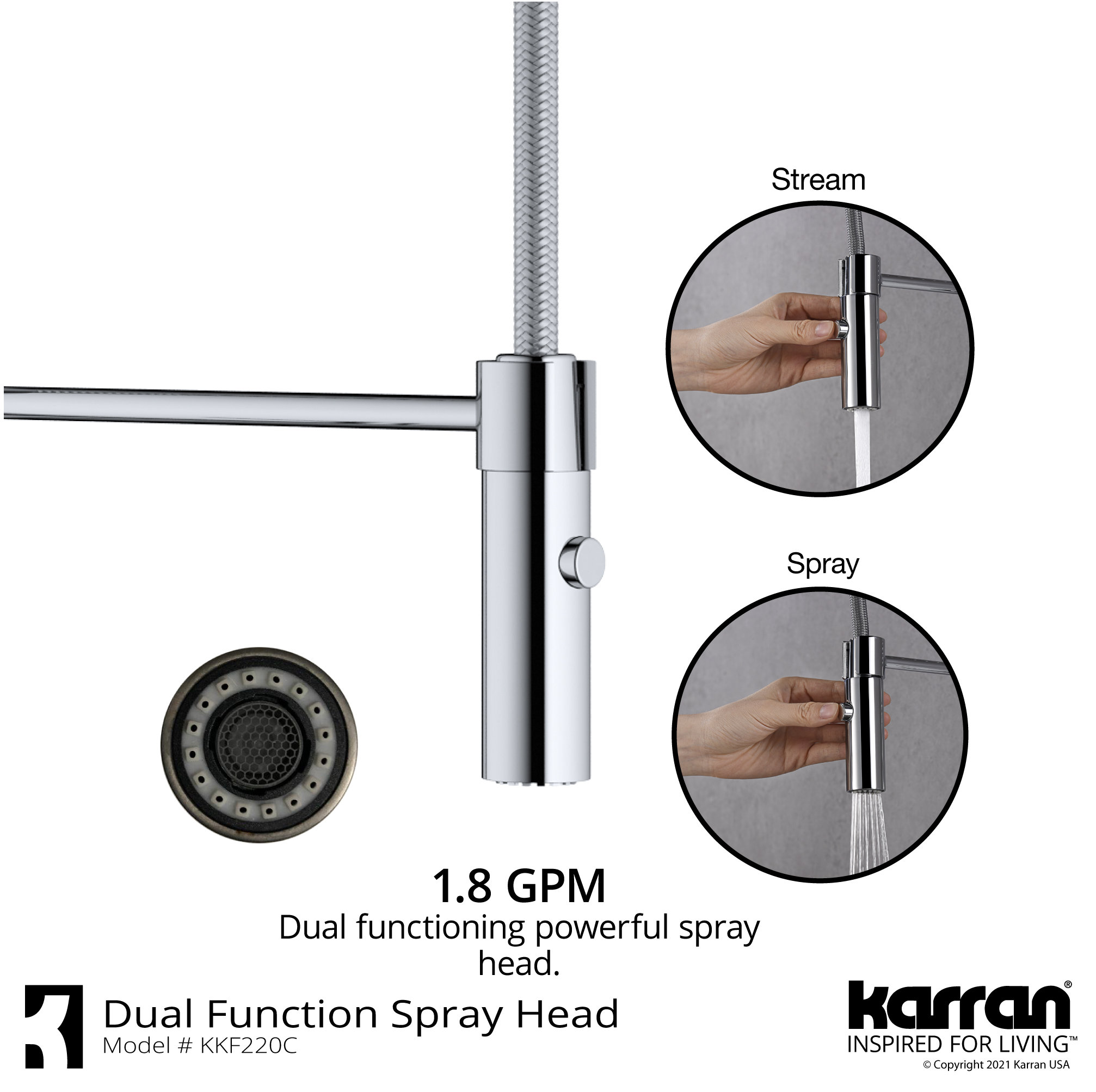 Karran Single-Handle Pull-Down Sprayer Kitchen Faucet, Chrome
