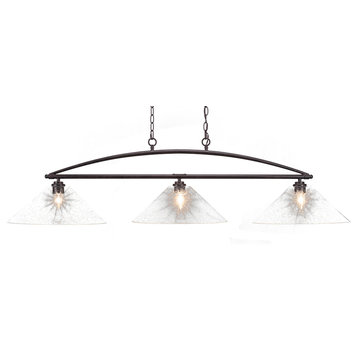 Marquise 3-Light Bar, Dark Granite Finish With 16" Clear Bubble Glass