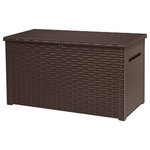 Keter - Keter XXL Java 230 Gallon Rattan Look Outdoor Deck Storage Box, Brown - Meet Java, the spacious, over sized outdoor storage box that will fit perfectly in your garden, patio or pool area. The 230 G capacity provides generous storage space for bulky items like gardening tools, large cushions or pool equipment, helping you maintain your outdoor living space clutter-free and always ready for guests. Designed with an attractive wicker texture, this deck box complements any outdoor furniture, from classic to modern. Easy to open and close with the piston system, the box is also easy to reposition thanks to the built-in handles. The resin build protects the surface from UV damage and any weather conditions, making it conveniently maintenance free. Made with a lockable lid, this outdoor storage box will keep the contents secure day and night.