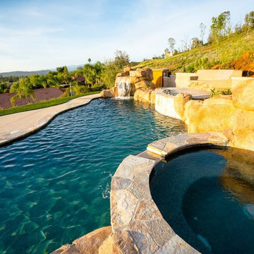 Pool with slide, water fall and fire feature!