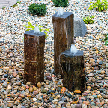 Basalt Fountain with Polished Tops