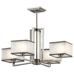 Kichler - Chandelier 4-Light - Square shapes are often boxed into modern decorating schemes - but not with this 4 light chandelier from the Kailey collection. We've given the cubist feel a transitional twist, with feminine organza shades that diffuse the light as well as soften the overall tone of the fixture.