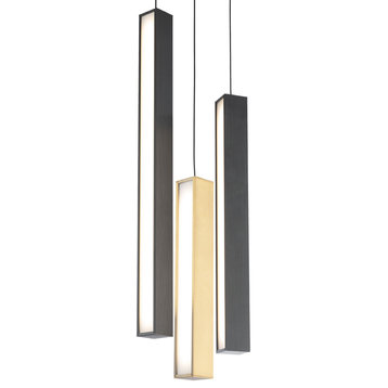 Chaos LED Chandelier in Black & Aged Brass & Black