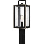 Quoizel - Bramshaw One Light Outdoor Post Mount, Matte Black - With a chain suspension and glass panels Bramshaw catches the eye while illuminating both indoor and outdoor spaces. This dazzling piece casts fascinating shadows thanks to seeded glass. Hang it in a portico for maximum intrigue.