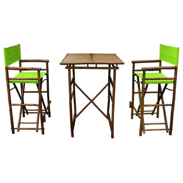 Director High Square 3-Piece Table Set, Green, Espresso