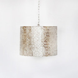 Worlds Away Capiz Shell Drum Pendant - Shawn Large - Pendant Lighting