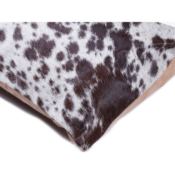 12"x20" Torino Cowhide Pillow, Salt and Pepper/Chocolate and White