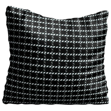 Black Checker Grid Throw Pillow Case