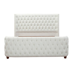 Brooklyn Tufted Bed, Antique White, King
