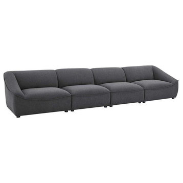 Modway Comprise 4-Piece Modern Fabric Upholstered Sofa in Charcoal