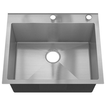 Sinber Single Bowl Kitchen Sink with 304 Stainless Steel Satin Finish, 25"x22"x9", Drop in