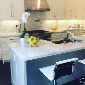 Billerica White Modern Kitchen with Island