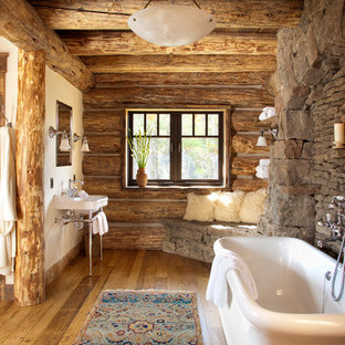 Mountain Style Freestanding Bathtub Photo In Other With A Console Sink
