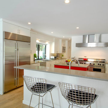 Midcentury modern kitchen with stainless steel ventilation