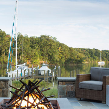 Fire pit reveals a custom abstract metal sculpture