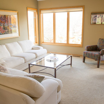 Living Room & Stairs with Plush Carpet